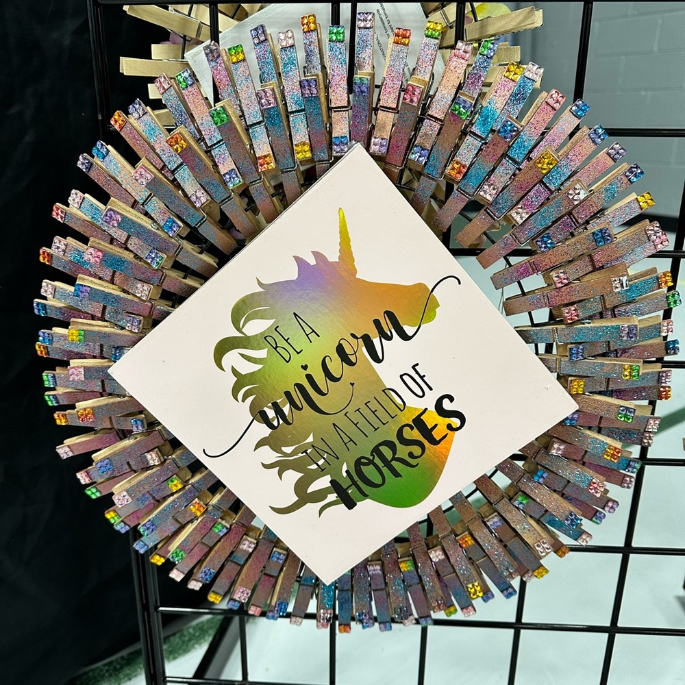 Handmade one of a kind clothespin wreath wall/door decor